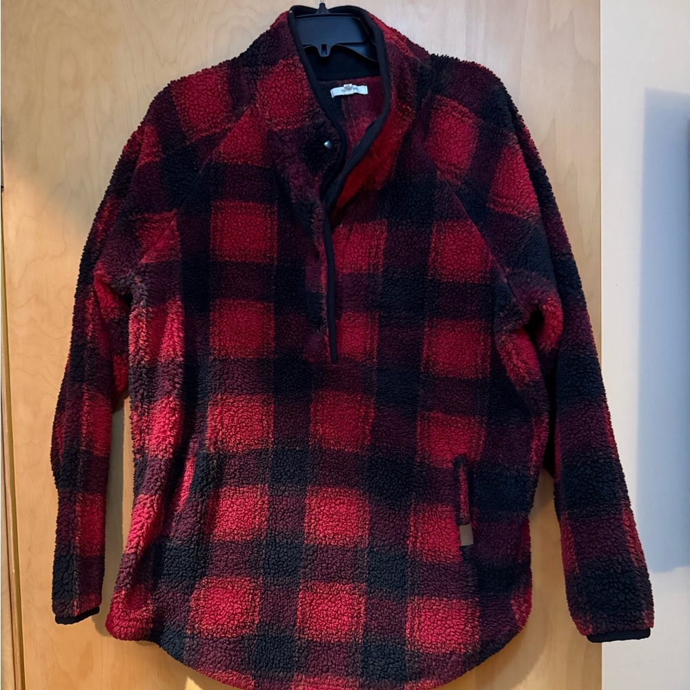 Plaid Red and Black Women's Sweater